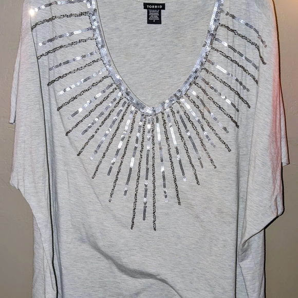 torrid Tops - torrid Light Gray Crewneck Top with Black Brand Tag